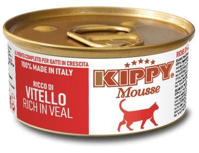Консервований корм Kippy Mousse Rich in Veal Adult для дорослих котів мус з телятиною 85 г, 85г