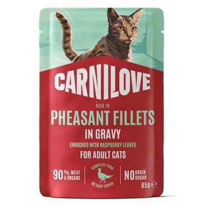 Carnilove Gravy Pheasant with Raspberry Leaves вологий корм для котів, філе у соусі ФАЗАН та ЛИСТЯ МАЛИНИ, 85г