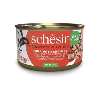 Schesir Tuna Prawns ШЕЗІР ТУНЕЦЬ З КРЕВЕТКАМИ В ЖЕЛЕ консерви для кішок, банка, 85г