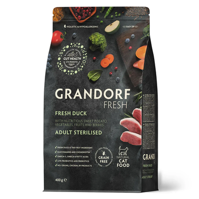 Grandorf FRESH DUCK & SWEET POTATO ADULT CAT STERILISED - Сухий корм для стерилізованих котів качка з бататом