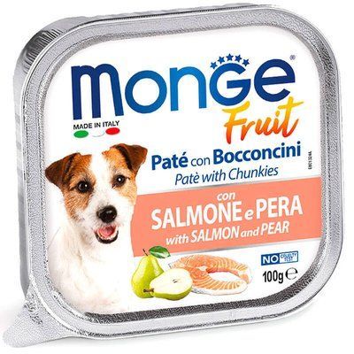 Monge Dog Wet FRUIT лосось з грушею паштет з м'ясними шматочками, 100г, 100г