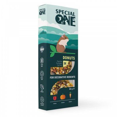 Пончики Speciаl One &laquo;Паприка, гарбуз, морква&raquo; для декоративних гризунів, 60 г, 60г