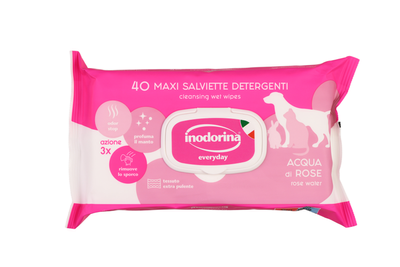 Inodorina Everyday Acqua di Rose Вологі серветки котів та собак з ароматом троянди, 40 шт, 40 шт.