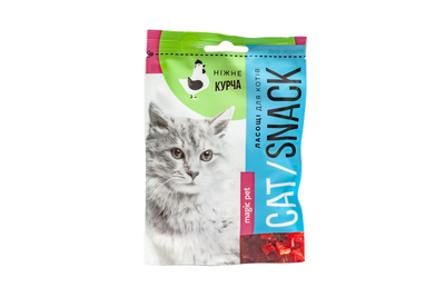 Ласощі для котів CAT SNACK Маленькі кубики курячого м'яса, 50г, 50г