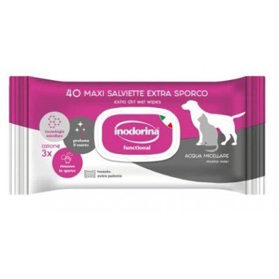 Inodorina Functional Acqua Micellare Вологі серветки для собак та котів, з міцелярною водою, 40 шт, 40 шт.