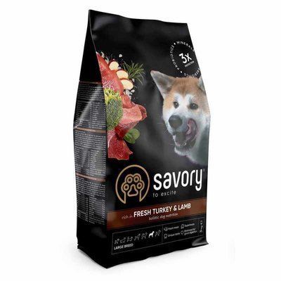 Savory Adult Dog Large Breeds Fresh Turkey and Lamb для собак великих порід ІНДИЧКА ТА ЯГНЯ, 3кг
