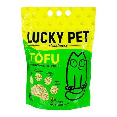 Lucky Pet Tofu Наповнювач з тофу для котячого туалету, з ароматом зеленого чаю, 6л, 6 л