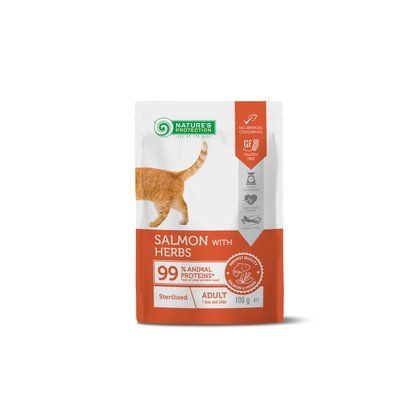 Nature&rsquo;s Protection Sterilised, Salmon with Herbs для стерилізованих котів з лососем і травами, 100г, 100г