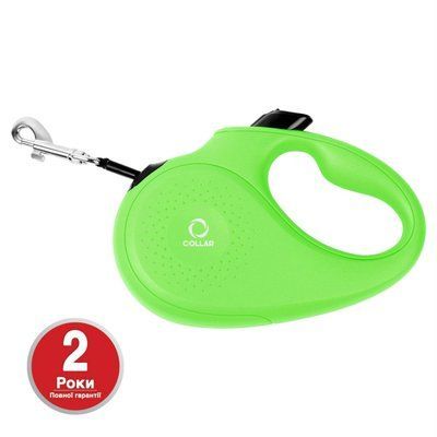 Рулетка COLLAR для собак,размер М,25 кг,5 м лента,салатовый