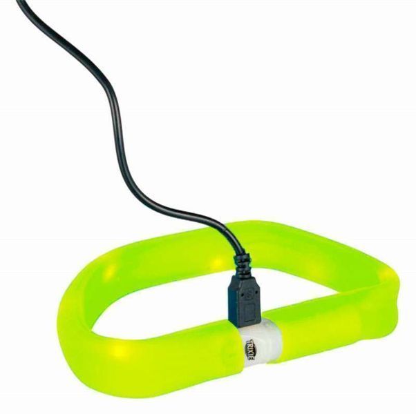 Ошейник светящийся с USB силикон зеленый M-L 50см/18мм