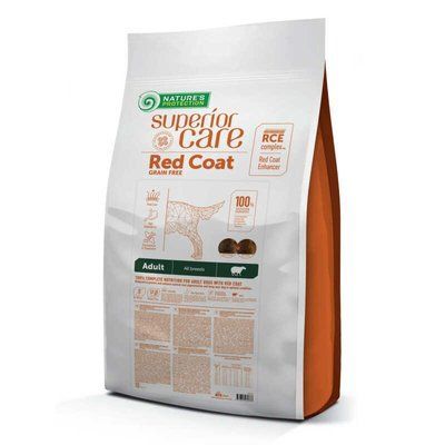 Natures Protection GF Superior Care Red Coat Adult для собак з рудим забарвленням шерсті ЯГНЯ, 10кг