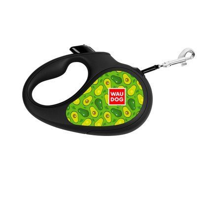 WAUDOG R-leash Повідець-рулетка для собак, малюнок "Авокадо", XS, до 12 кг, 3 м, світловідб. стрічка, XS 3 м/12 кг