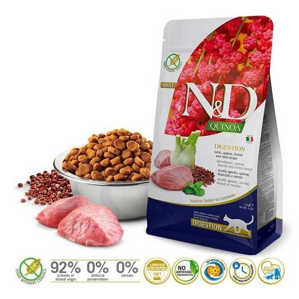 Farmina N&D Grain Free Quinoa Digestion Adult корм для котів, при порушеннях травлення ЯГНЯ, 5кг