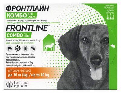 Frontline Combo (Фронтлайн Комбо) краплі для собак від бліх та кліщів, 1 ПІПЕТКА, 2-10кг