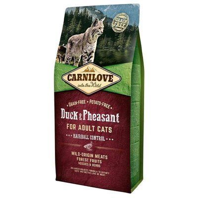Carnilove DUCK & PHEASANT HAIRBALL (Качка та фазан Хейрбол) корм для дорослих кішок, 6кг