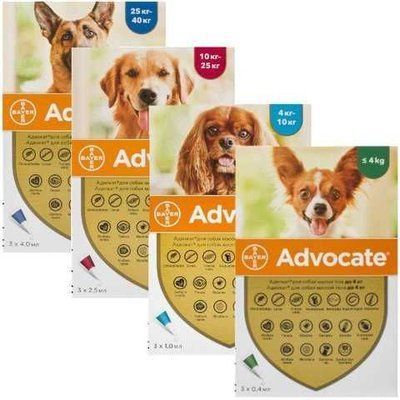 Bayer Advocate краплі від бліх, коростяних кліщів, профілактика дирофіляріозу для собак, 4,0 мл (25-40 кг)