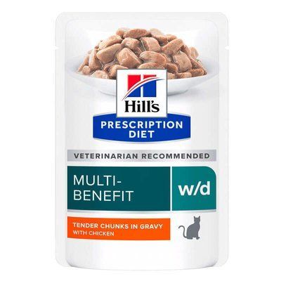 Hill's PD w/d Multi Benefit корм з куркою для підтримки при цукровому діабеті у котів, 85г, 85г