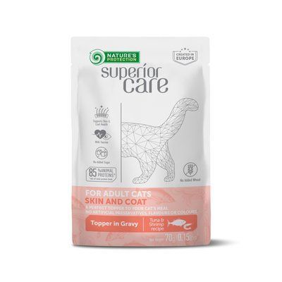 Nature's Protection Superior Care Cat Adult Skin & Coat з тунцем та креветками для котів, 70 г, 70г