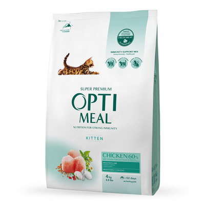 OPTIMEAL сухий корм для кошенят з куркою, 4кг