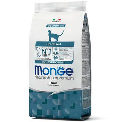 Monge Cat Monoprotein Sterilised Trout монопротеїновий корм для стерелізованих кішок ФОРЕЛЬ