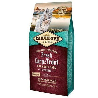 Carnilove FRESH CARP & TROUT STERILISED для стерилізованих кішок КАРП та ФОРЕЛЬ, 6кг