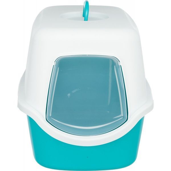 Trixie Vico Туалет для котів з ковпаком-кришкою дверцятами та ручкою (40х40х56 см), 40х40х56 см, бірюзовий/білий
