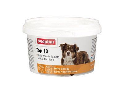 BEAPHAR Top 10 For Dogs - Харчова добавка з L-карнітином для собак, 180 табл., 180 табл.