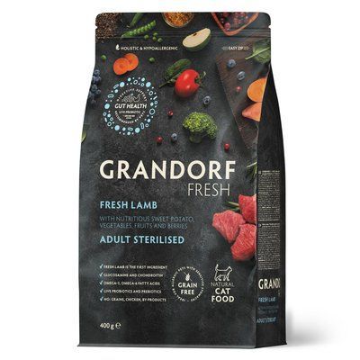 Grandorf Fresh Sterilised Lamb & Sweet Potato Adult сухий корм для стерилізованих котів ЯГНЯ та БАТАТ, 400г