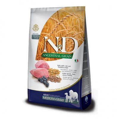 Farmina N&D Low Grain Lamb & Blueberry Adult Medium & Maxi корм для собак ЯГНЯ, 12кг