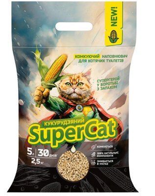 SUPER CAT Наповнювач Суперкет кукурудзяний КОМКУЮЧИЙ, 2,5кг