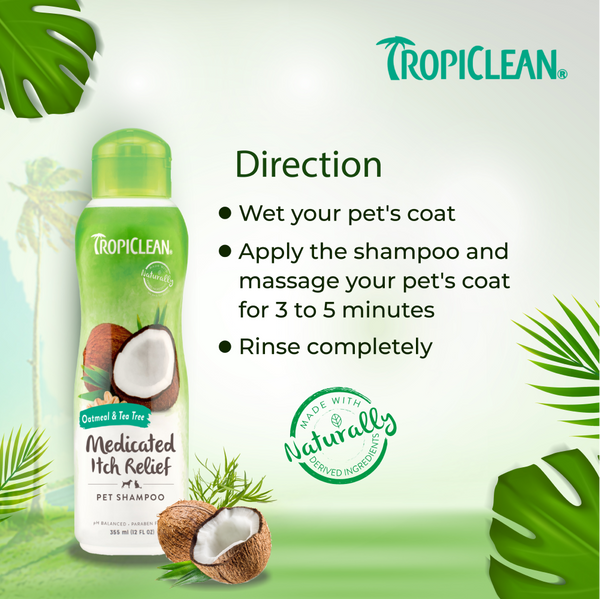 Tropiclean OATMEAL & TEA TREE SHAMPOO шампунь вівсяний з екстрактом чайного дерева, 355мл